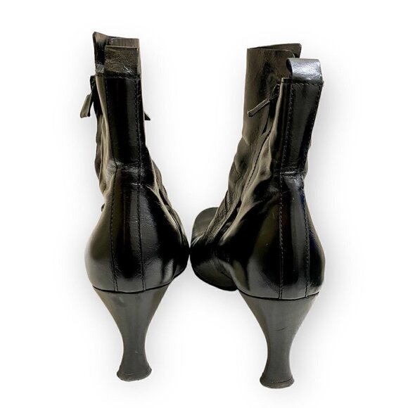 Vintage Costume National Black Crinkled Patent Leather  Double Zip Booties, 38EU - Picture 6 of 12